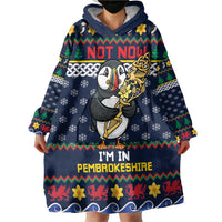 Personalized Pembrokeshire Wales Christmas Wearable Blanket Hoodie The Lovespoon Puffin - Wonder Print Shop