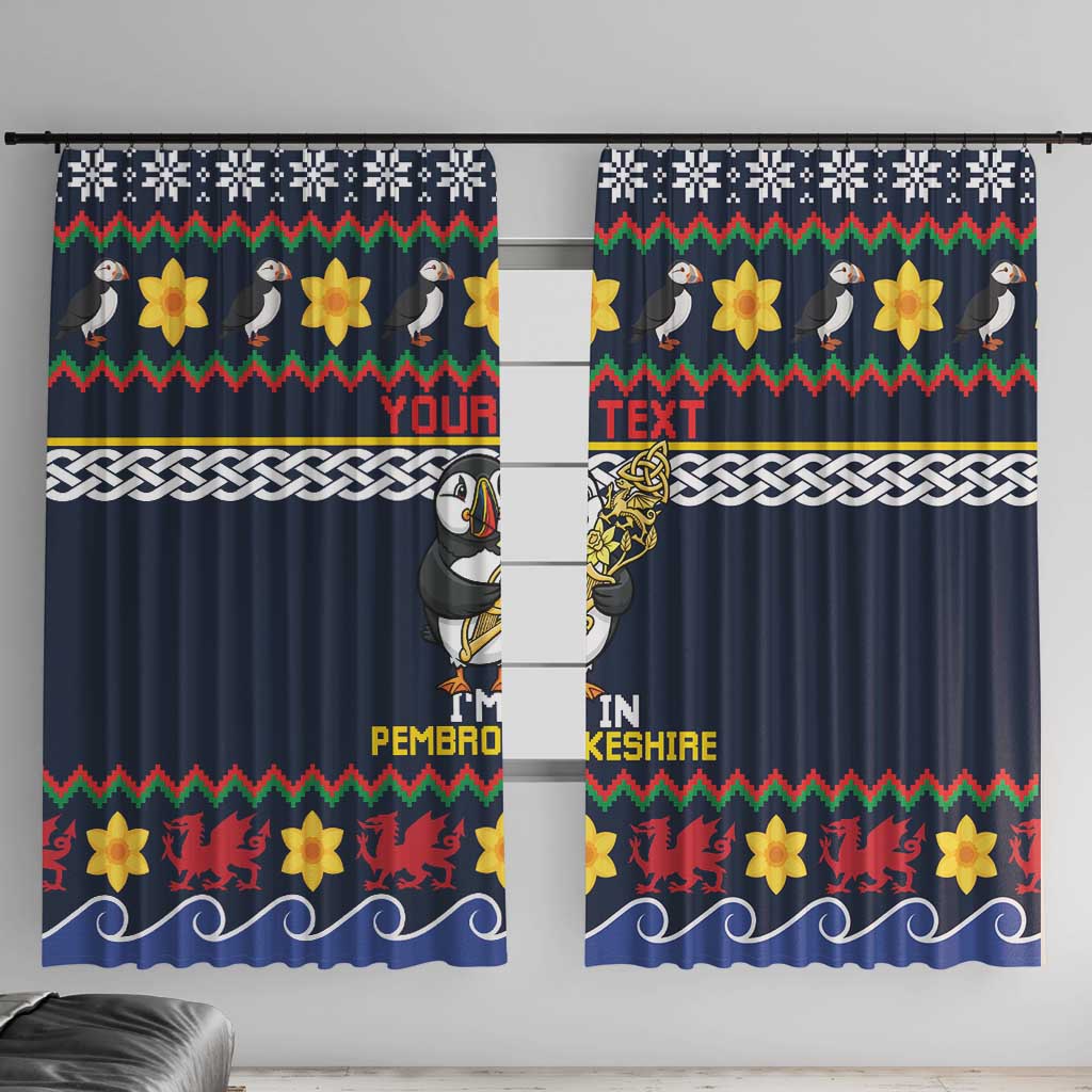Personalized Pembrokeshire Wales Christmas Window Curtain The Lovespoon Puffin - Wonder Print Shop