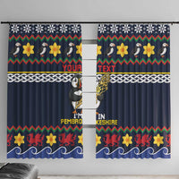 Personalized Pembrokeshire Wales Christmas Window Curtain The Lovespoon Puffin - Wonder Print Shop