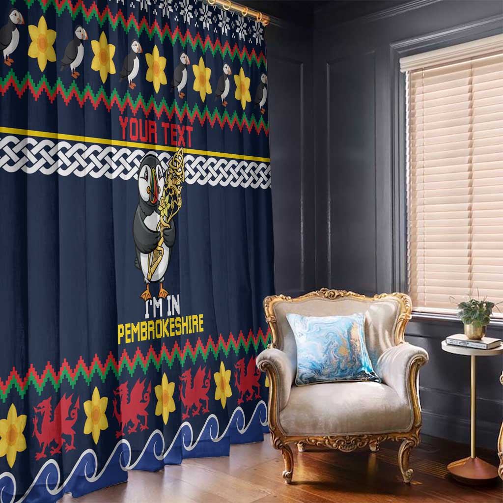 Personalized Pembrokeshire Wales Christmas Window Curtain The Lovespoon Puffin - Wonder Print Shop