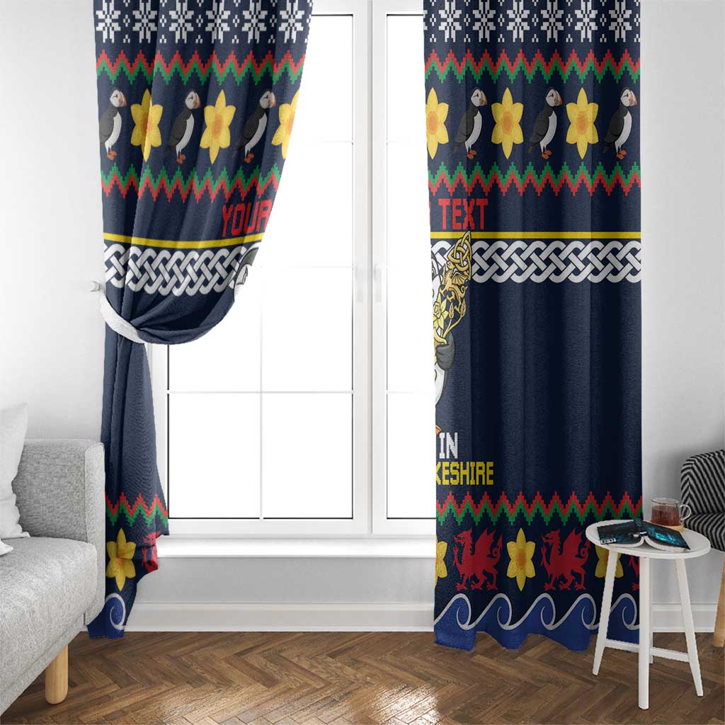 Personalized Pembrokeshire Wales Christmas Window Curtain The Lovespoon Puffin - Wonder Print Shop