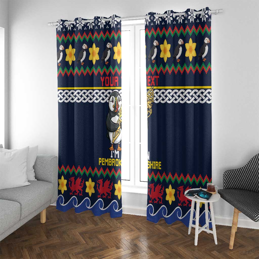Personalized Pembrokeshire Wales Christmas Window Curtain The Lovespoon Puffin - Wonder Print Shop