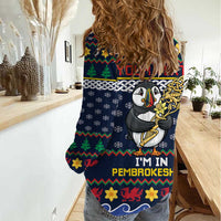 Personalized Pembrokeshire Wales Christmas Women Casual Shirt The Lovespoon Puffin - Wonder Print Shop