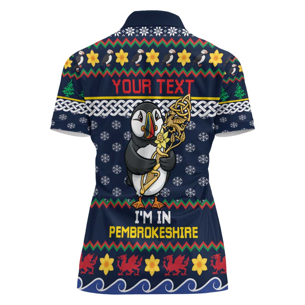 Personalized Pembrokeshire Wales Christmas Women Polo Shirt The Lovespoon Puffin - Wonder Print Shop