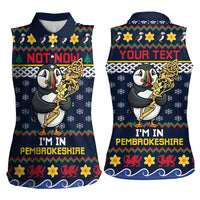 Personalized Pembrokeshire Wales Christmas Women Sleeveless Polo Shirt The Lovespoon Puffin - Wonder Print Shop