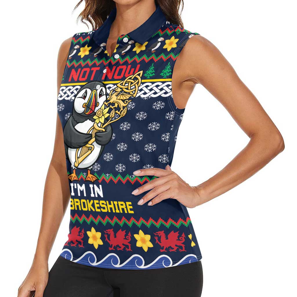 Personalized Pembrokeshire Wales Christmas Women Sleeveless Polo Shirt The Lovespoon Puffin - Wonder Print Shop