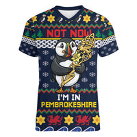 Personalized Pembrokeshire Wales Christmas Women V-Neck T-Shirt The Lovespoon Puffin - Wonder Print Shop