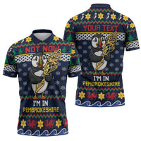 Personalized Pembrokeshire Wales Christmas Zipper Polo Shirt The Lovespoon Puffin - Wonder Print Shop