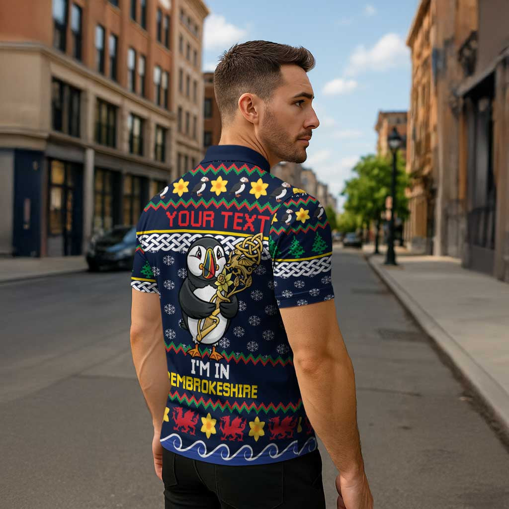 Personalized Pembrokeshire Wales Christmas Zipper Polo Shirt The Lovespoon Puffin - Wonder Print Shop