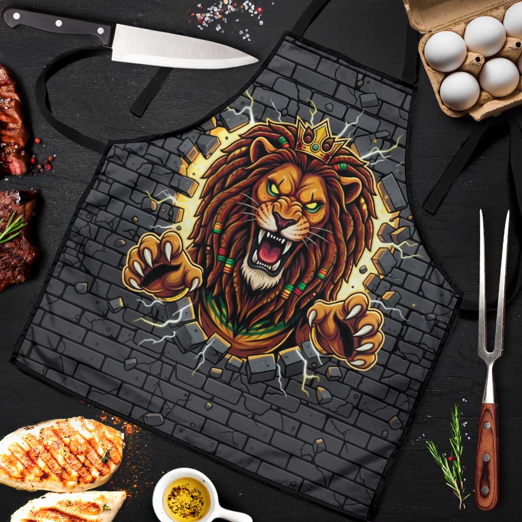 Jamaica Rasta Lion Apron Reggae Lion Breaking Wall Design - Wonder Print Shop