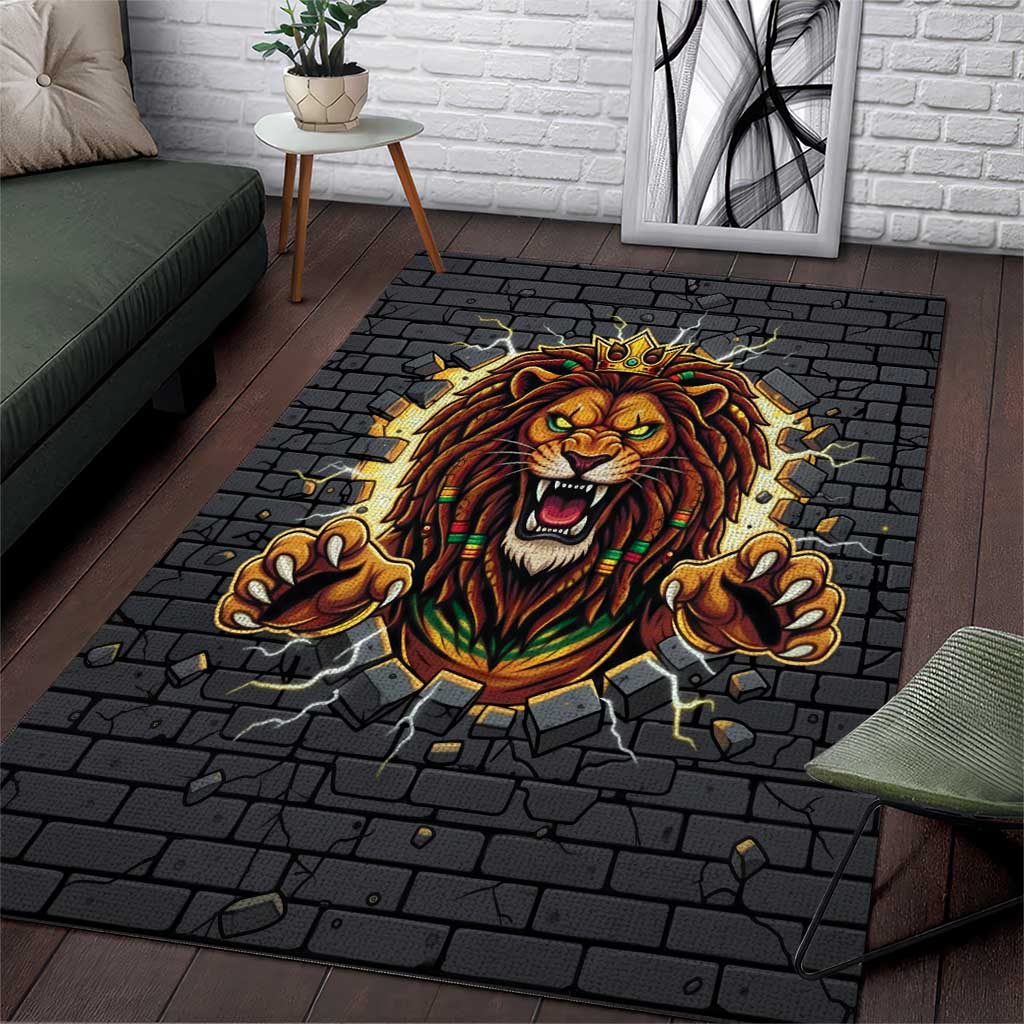 Jamaica Rasta Lion Area Rug Reggae Lion Breaking Wall Design - Wonder Print Shop