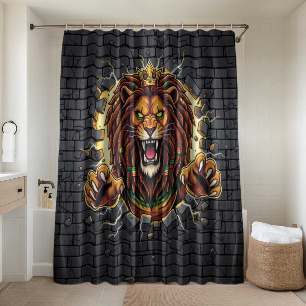 Jamaica Rasta Lion Bathroom Set Reggae Lion Breaking Wall Design - Wonder Print Shop