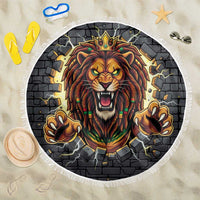 Jamaica Rasta Lion Beach Blanket Reggae Lion Breaking Wall Design - Wonder Print Shop