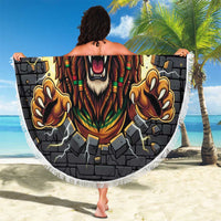 Jamaica Rasta Lion Beach Blanket Reggae Lion Breaking Wall Design - Wonder Print Shop