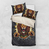 Jamaica Rasta Lion Bedding Set Reggae Lion Breaking Wall Design - Wonder Print Shop