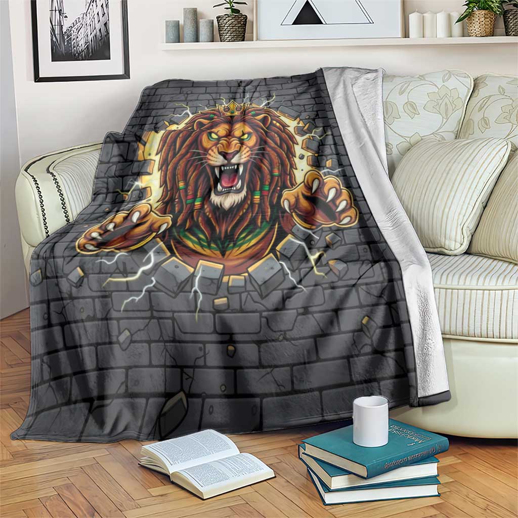 Jamaica Rasta Lion Blanket Reggae Lion Breaking Wall Design - Wonder Print Shop