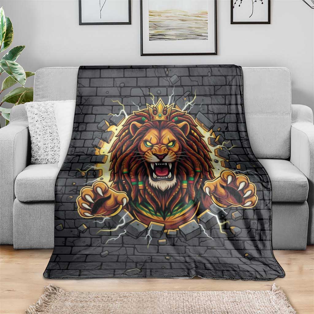 Jamaica Rasta Lion Blanket Reggae Lion Breaking Wall Design - Wonder Print Shop
