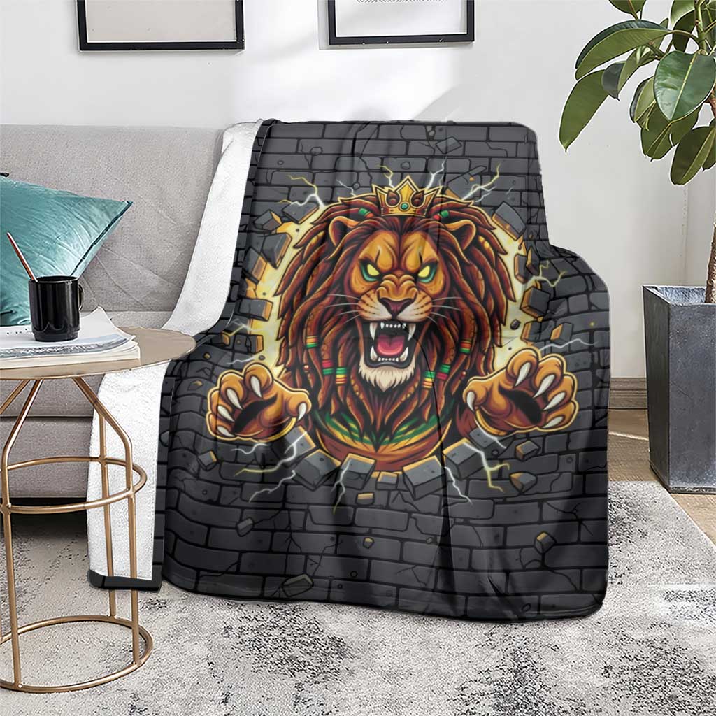 Jamaica Rasta Lion Blanket Reggae Lion Breaking Wall Design - Wonder Print Shop