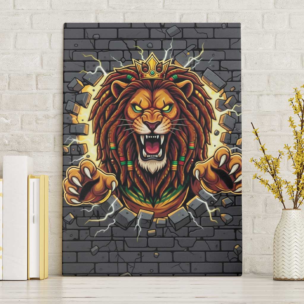 Jamaica Rasta Lion Canvas Wall Art Reggae Lion Breaking Wall Design - Wonder Print Shop