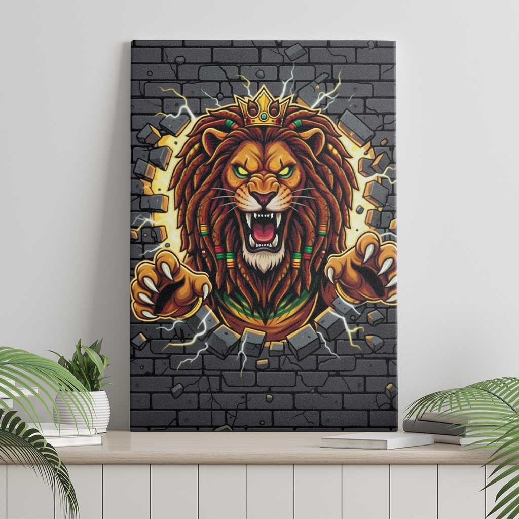 Jamaica Rasta Lion Canvas Wall Art Reggae Lion Breaking Wall Design - Wonder Print Shop