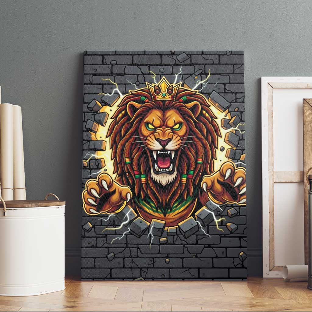 Jamaica Rasta Lion Canvas Wall Art Reggae Lion Breaking Wall Design - Wonder Print Shop