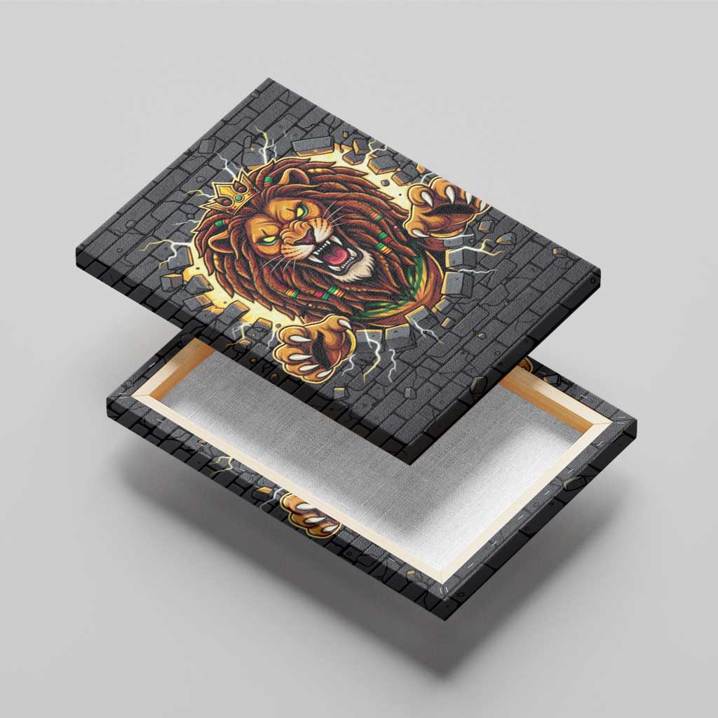 Jamaica Rasta Lion Canvas Wall Art Reggae Lion Breaking Wall Design - Wonder Print Shop