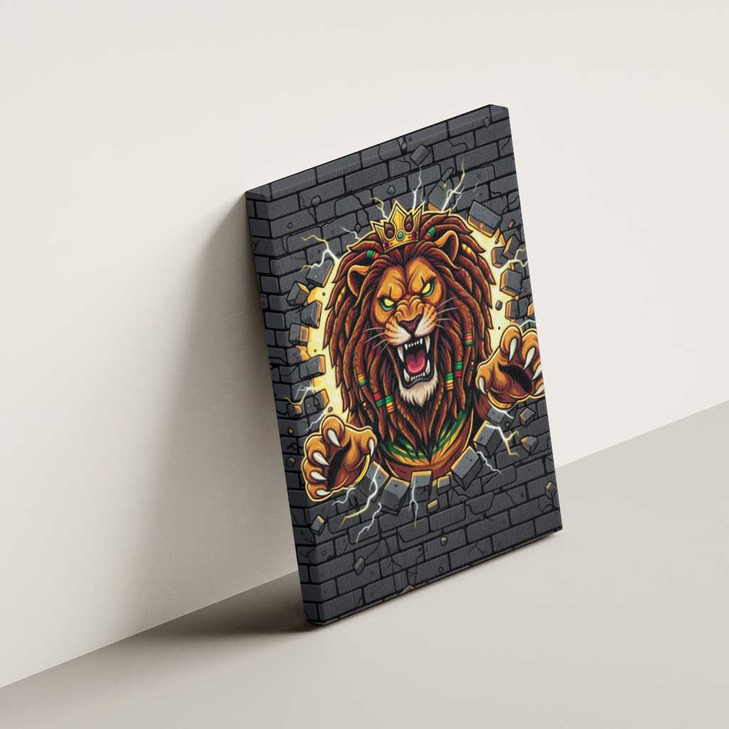 Jamaica Rasta Lion Canvas Wall Art Reggae Lion Breaking Wall Design - Wonder Print Shop