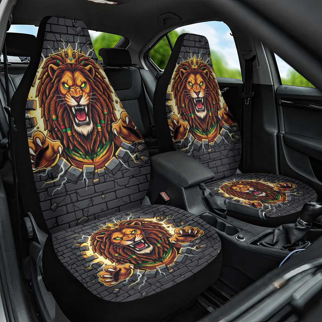Jamaica Rasta Lion Car Seat Cover Reggae Lion Breaking Wall Design - Wonder Print Shop