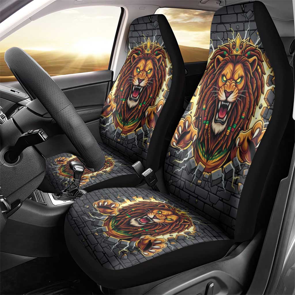 Jamaica Rasta Lion Car Seat Cover Reggae Lion Breaking Wall Design - Wonder Print Shop