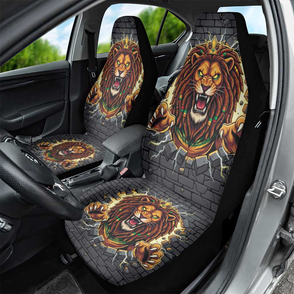 Jamaica Rasta Lion Car Seat Cover Reggae Lion Breaking Wall Design - Wonder Print Shop
