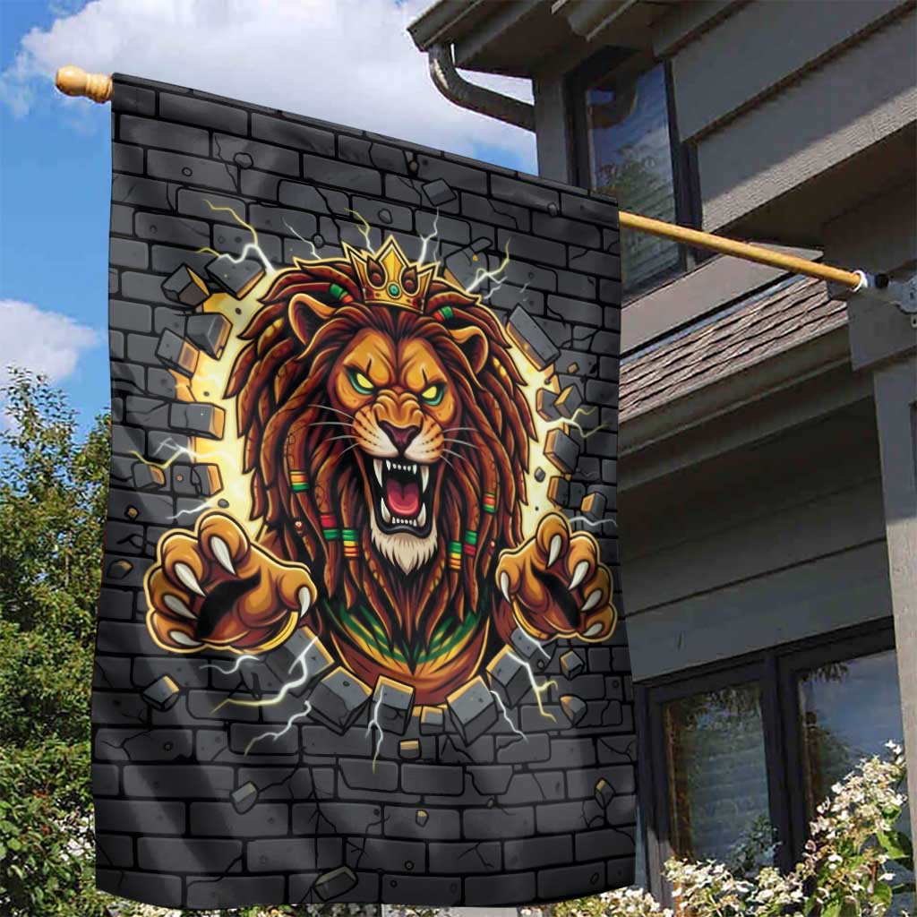 Jamaica Rasta Lion Garden Flag Reggae Lion Breaking Wall Design - Wonder Print Shop
