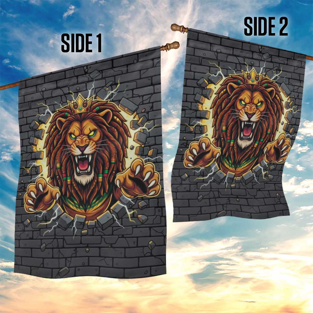 Jamaica Rasta Lion Garden Flag Reggae Lion Breaking Wall Design - Wonder Print Shop