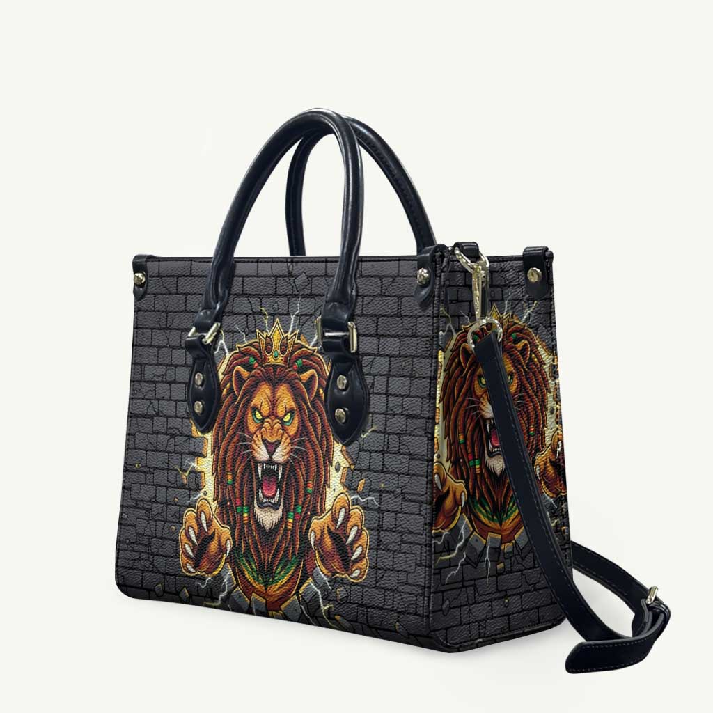 Jamaica Rasta Lion Leather Bag Reggae Lion Breaking Wall Design - Wonder Print Shop