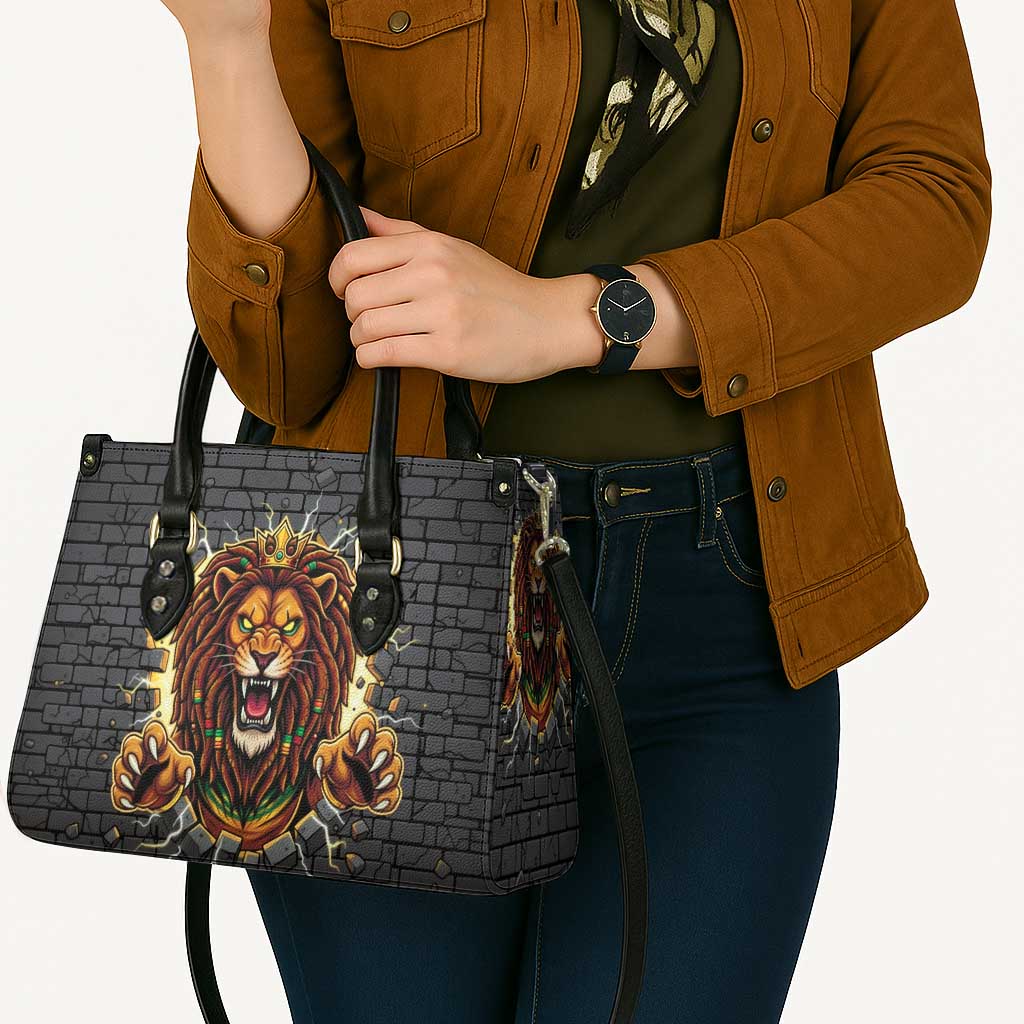 Jamaica Rasta Lion Leather Bag Reggae Lion Breaking Wall Design - Wonder Print Shop
