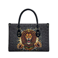 Jamaica Rasta Lion Leather Bag Reggae Lion Breaking Wall Design - Wonder Print Shop