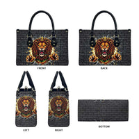 Jamaica Rasta Lion Leather Bag Reggae Lion Breaking Wall Design - Wonder Print Shop
