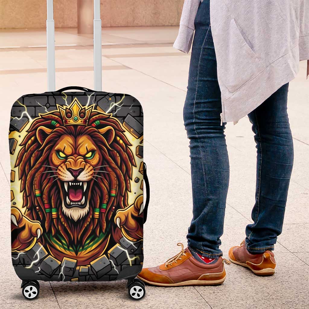 Jamaica Rasta Lion Luggage Cover Reggae Lion Breaking Wall Design - Wonder Print Shop