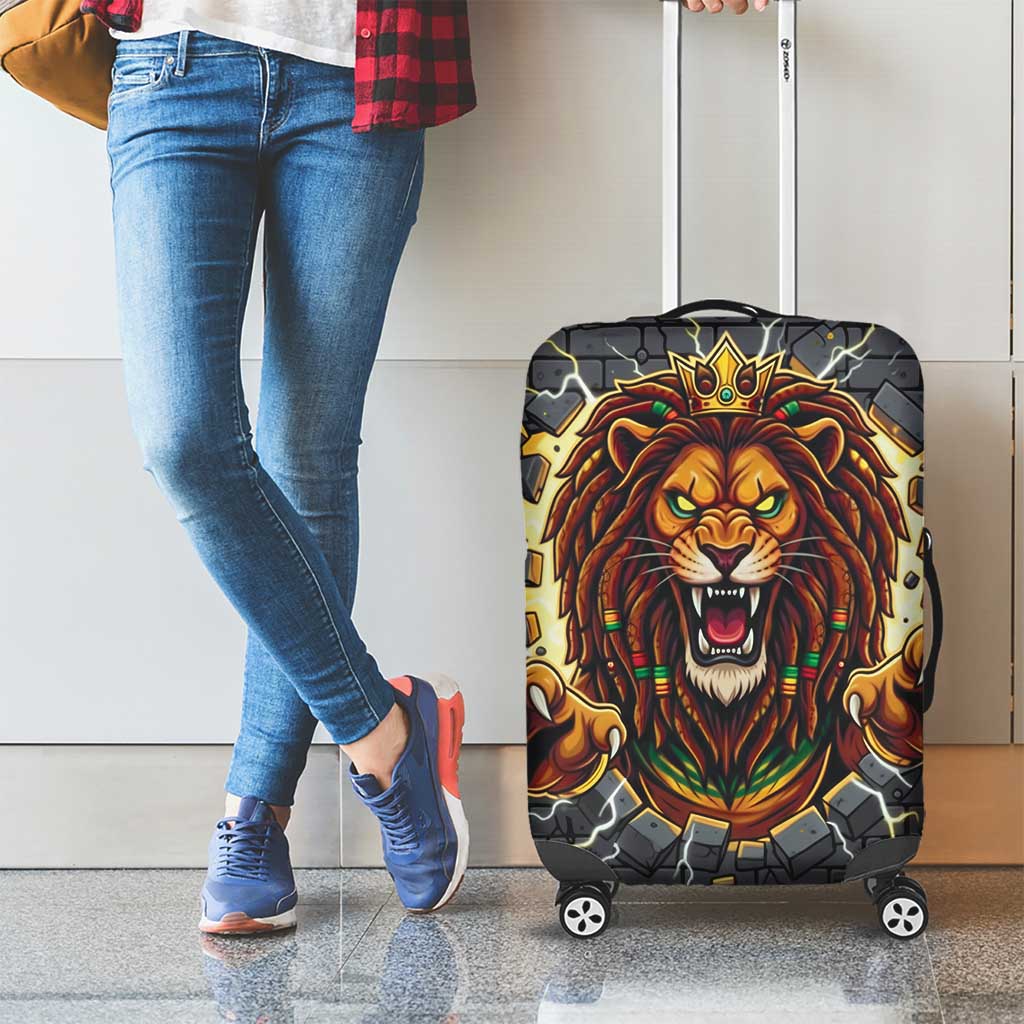 Jamaica Rasta Lion Luggage Cover Reggae Lion Breaking Wall Design - Wonder Print Shop