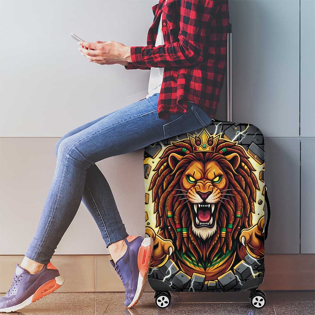 Jamaica Rasta Lion Luggage Cover Reggae Lion Breaking Wall Design - Wonder Print Shop