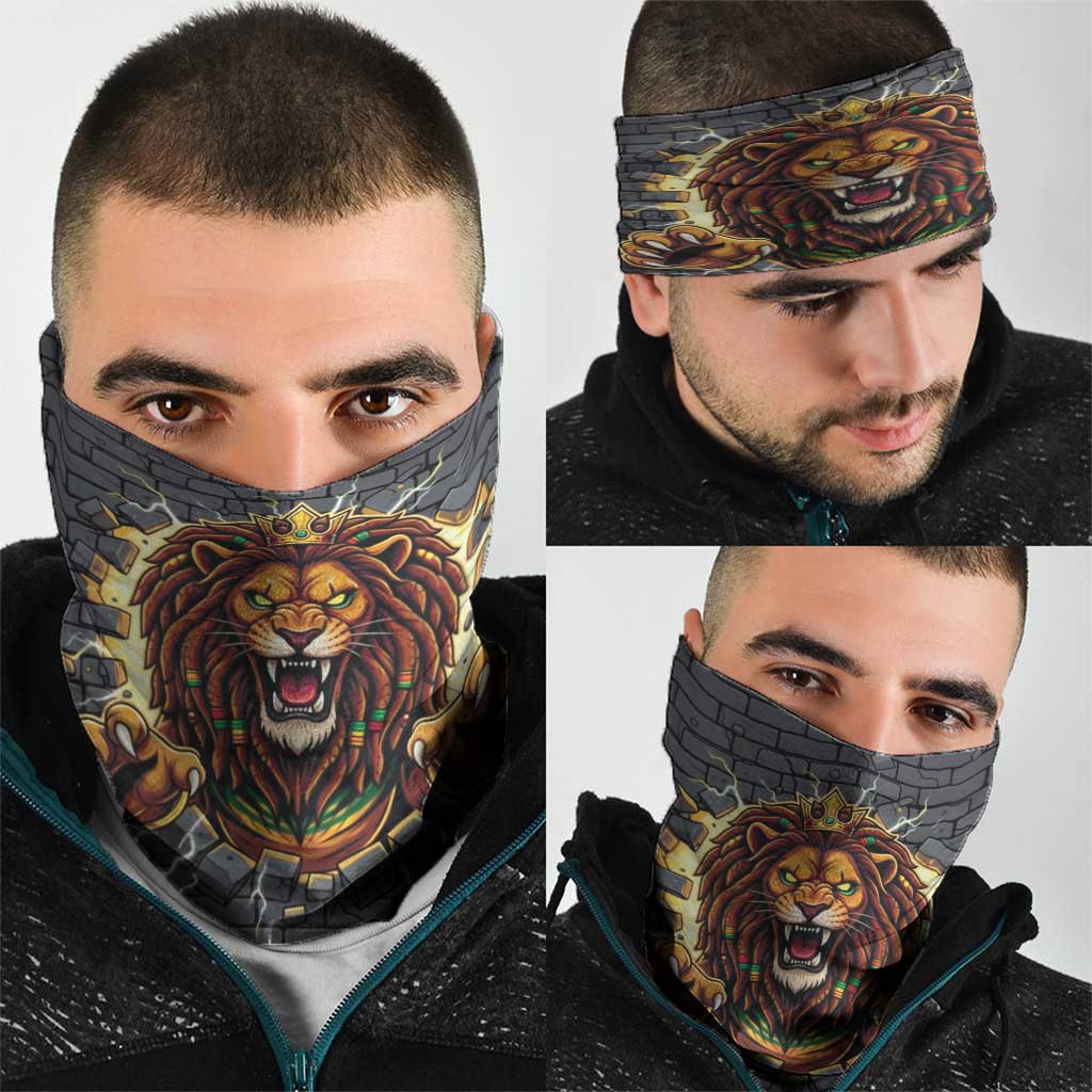 Jamaica Rasta Lion Neck Gaiter Reggae Lion Breaking Wall Design - Wonder Print Shop