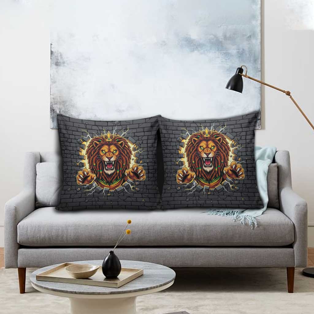Jamaica Rasta Lion Pillow Cover Reggae Lion Breaking Wall Design - Wonder Print Shop