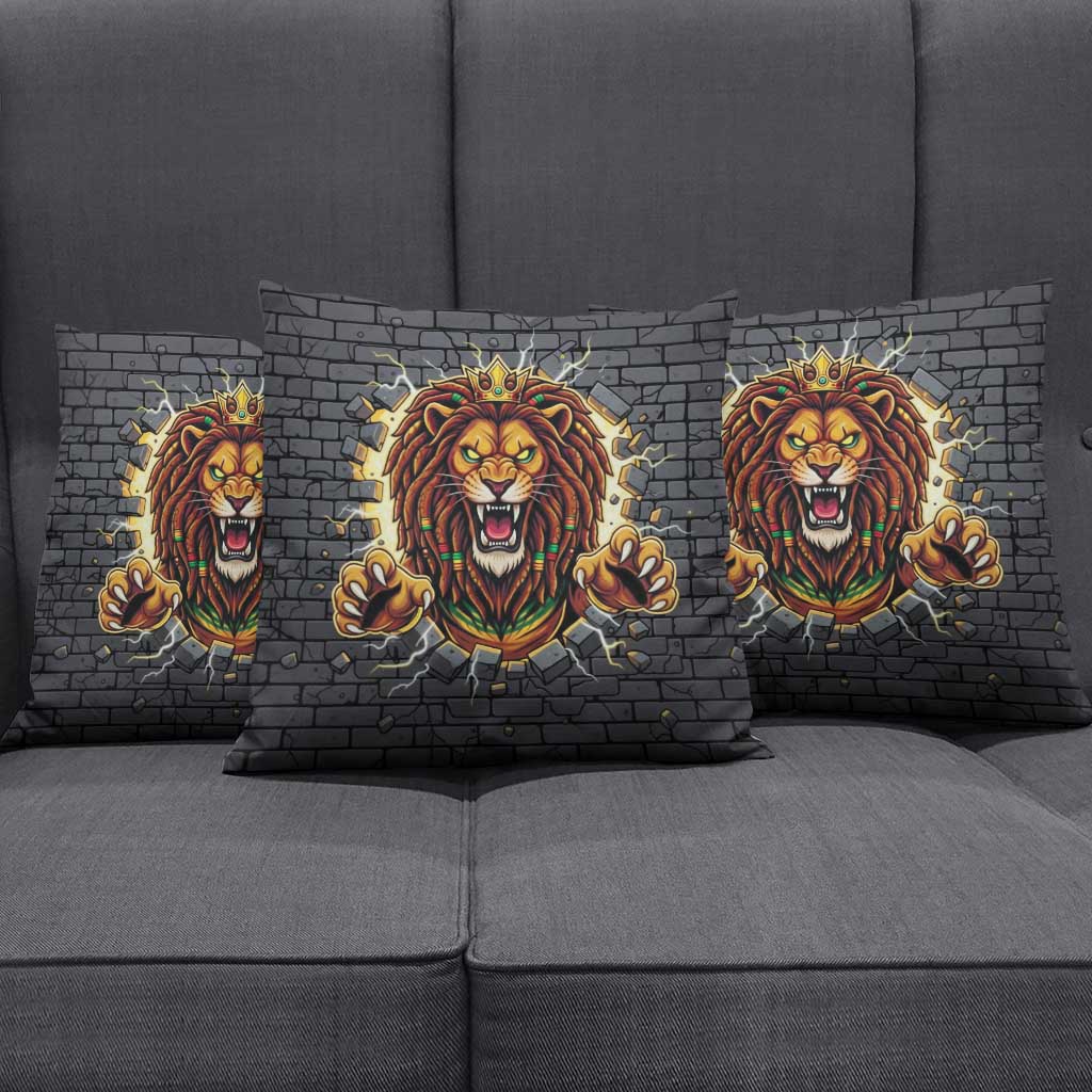 Jamaica Rasta Lion Pillow Cover Reggae Lion Breaking Wall Design - Wonder Print Shop