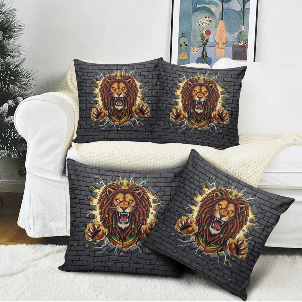 Jamaica Rasta Lion Pillow Cover Reggae Lion Breaking Wall Design - Wonder Print Shop
