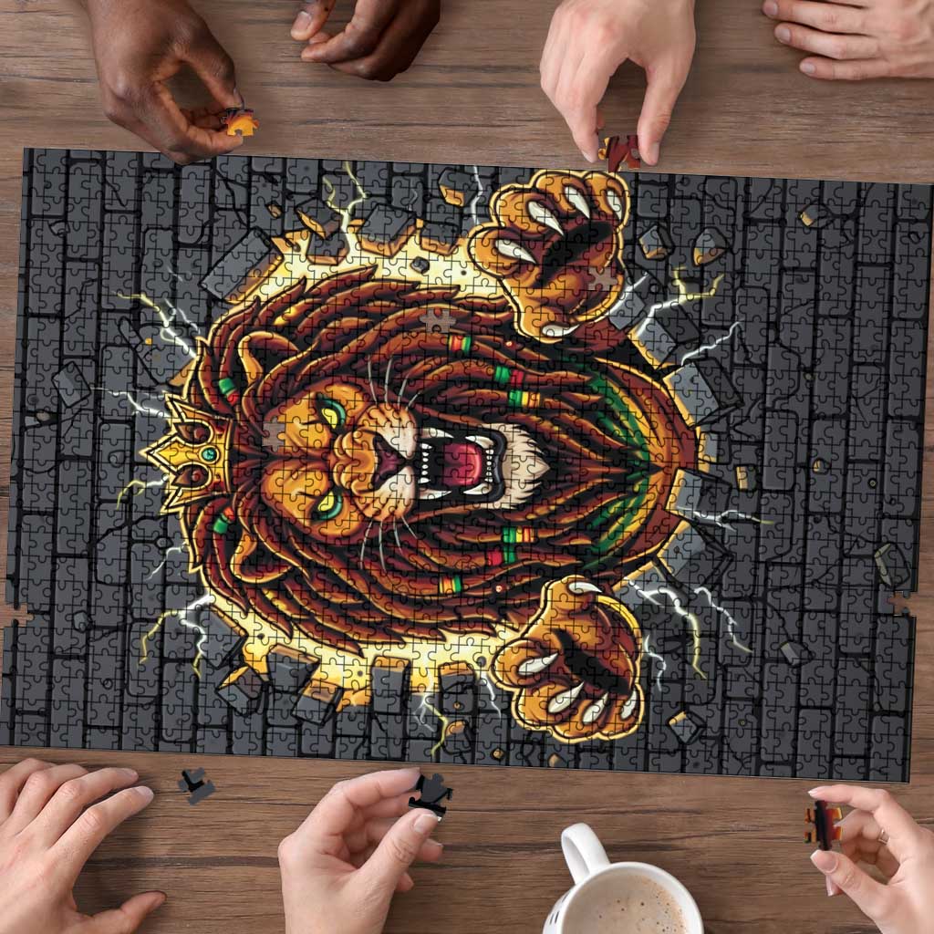 Jamaica Rasta Lion Puzzle Reggae Lion Breaking Wall Design - Wonder Print Shop