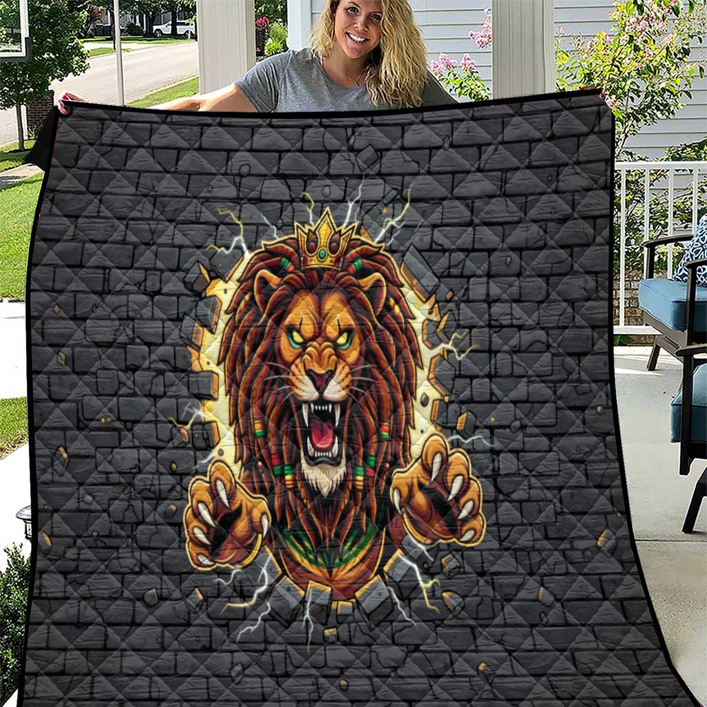 Jamaica Rasta Lion Quilt Reggae Lion Breaking Wall Design - Wonder Print Shop