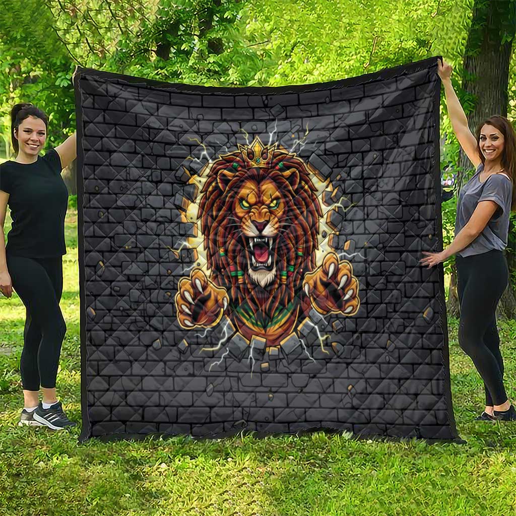 Jamaica Rasta Lion Quilt Reggae Lion Breaking Wall Design - Wonder Print Shop