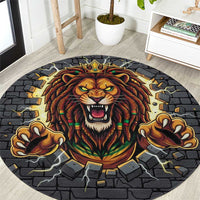 Jamaica Rasta Lion Round Carpet Reggae Lion Breaking Wall Design - Wonder Print Shop