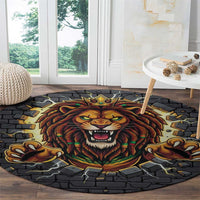 Jamaica Rasta Lion Round Carpet Reggae Lion Breaking Wall Design - Wonder Print Shop