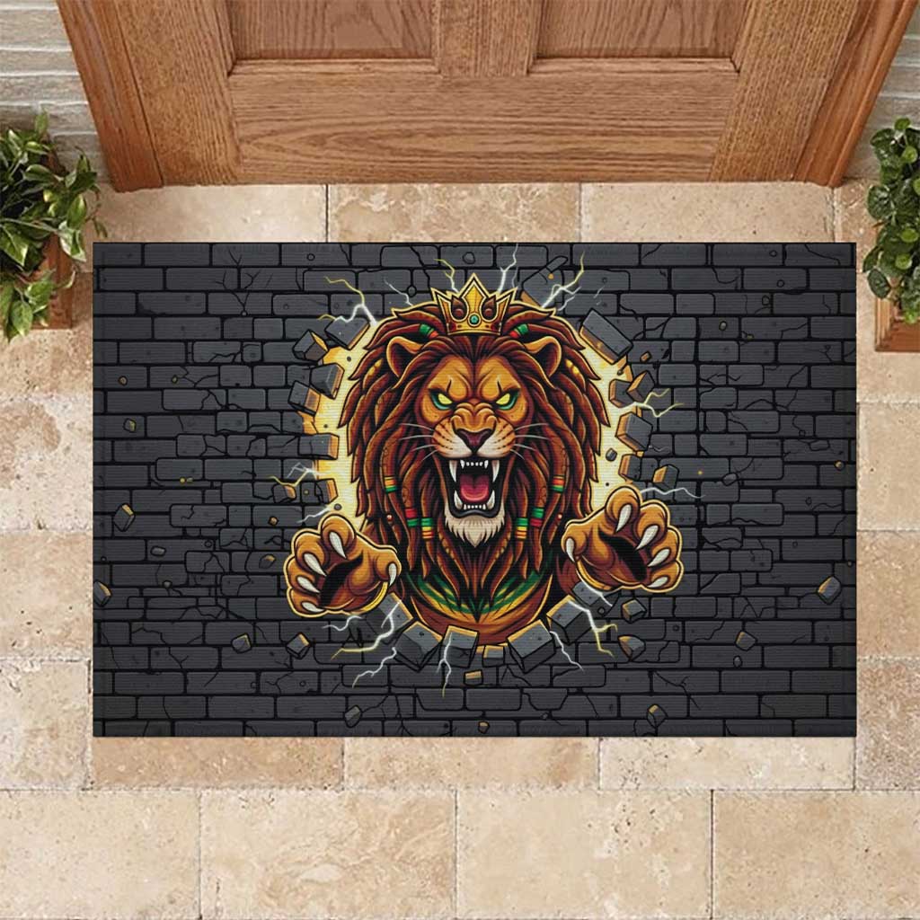 Jamaica Rasta Lion Rubber Doormat Reggae Lion Breaking Wall Design - Wonder Print Shop