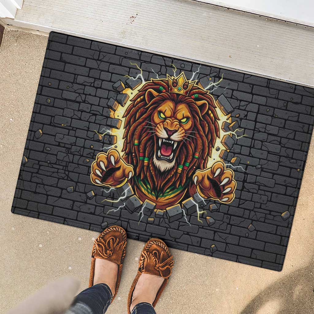 Jamaica Rasta Lion Rubber Doormat Reggae Lion Breaking Wall Design - Wonder Print Shop
